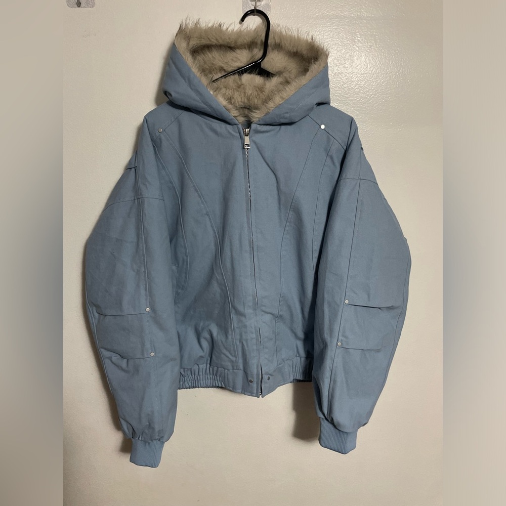GOLFCROSS Duck Down Parka Fur Jacket Size Large